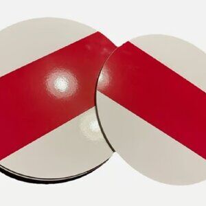 NEW S4 Williams-Sonoma Tabletop 13" Wide Stripe Round Cork Placemats Red White